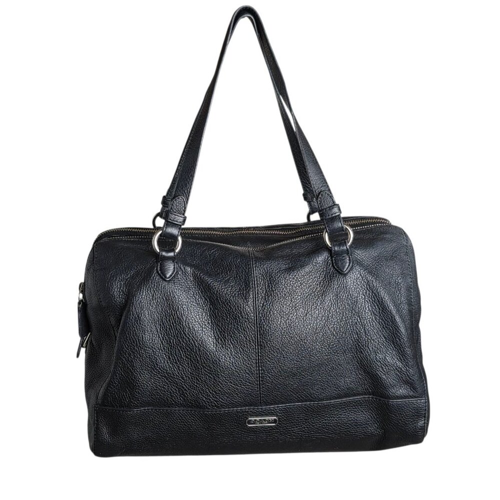 Vtg Coach Back Leather Katheryn Triple Zipper Satchel Bag 10"x 13"x 7"